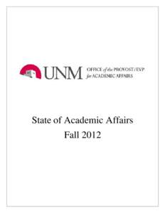 State of Academic Affairs Fall 2012 Table of Contents State of Anderson School of Management