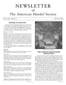 NEWSLETTER of The American Handel Society Volume XIX, Number 3  December 2004