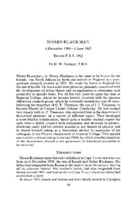 Moses Blackman. 6 December[removed]June 1983