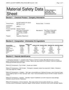 [removed]ACCENT MSPR 6 PK GOLD METALLIC 3 OZ  Page 1 of 5 Material Safety Data Sheet