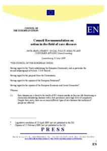 EN  COUCIL OF THE EUROPEA UIO  Council Recommendation on