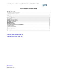 New York City Community Health Survey (CHS[removed]Codebook - PUBLIC USE DATASET  Table of Contents for CHS 2010 Codebook GENERAL HEALTH......................................................................................