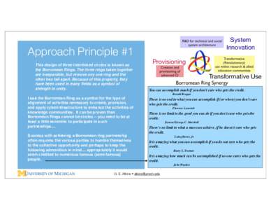 System Innovation Approach Principle #1 This design of three interlinked circles is known as the Borromean Rings. The three rings taken together