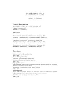 CURRICULUM VITAE Andrew V. Goldberg Contact Information Mail: 978 Lakeview Way, Emerald Hills, CA 94062, USA Phone: +