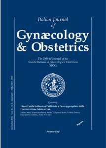 Italian Journal of Gynaecology & Obstetrics DecemberVolN. 4 - Quarterly - ISSN