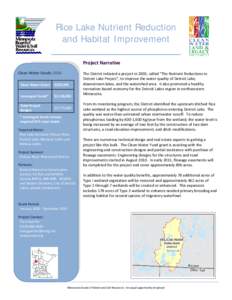 Rice Lake Nutrient Reduction and Habitat Improvement Project Narrative Clean Water Funds: 2010 Clean Water Grant