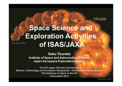 Hinode  Space Science and Exploration Activities of ISAS/JAXA