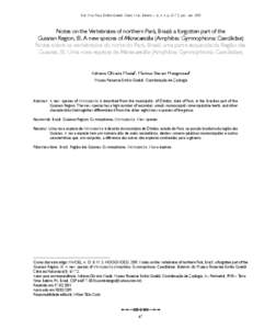 Bol. Mus. Para. Emílio Goeldi. Cienc. Nat., Belém, v. 6, n. 1, p[removed], jan.- abr[removed]Notes on the Vertebrates of northern Pará, Brazil: a forgotten part of the