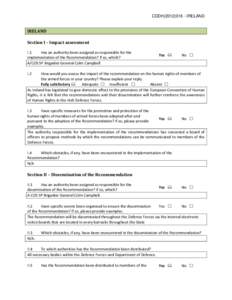 CDDH[removed]IRELAND  IRELAND Section I – Impact assessment I.1 Has an authority been assigned as responsible for the