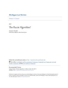 Michigan Law Review Volume 115 | IssueThe Racist Algorithm?