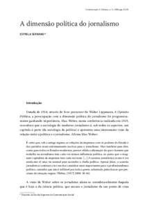 Comunicação & Cultura, n.º 2, 2006, pp[removed]A dimensão política do jornalismo Estrela Serrano *  Introdução