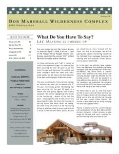 Volume 18  BOB MARSHALL WILDERNESS COMPLEX 2008 NEWSLETTER  What Do You Have To Say?