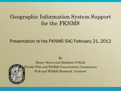 Geographic Information System Support for the FKNMS Presentation to the FKNMS SAC February 21, 2012 By Henry Norris and Kathleen O’Keife Florida Fish and Wildlife Conservation Commission