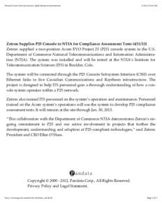 Zetron Supplies P25 Console to NTIA for Compliance Assessment Tests