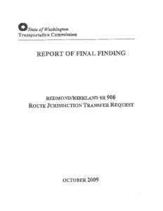 Redmond/Kirkland SR 908 Route Jurisdiction Transfer Request