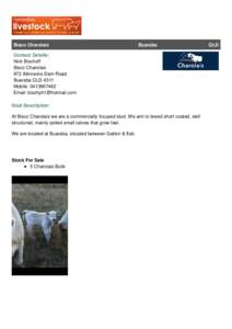 Bisco Charolais  Buaraba Contact Details: Nick Bischoff