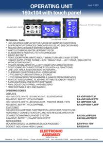 OPERATING UNIT 160x104 with touch panel Issue[removed]Dimension: 81.5x67.5x13.6mm