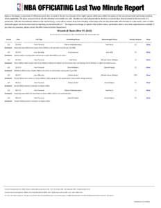 Below is the league’s assessment of officiated events that occurred in the last two minutes of last night’s games which were within five points at the two-minute mark (and during overtime, where applicable). The play