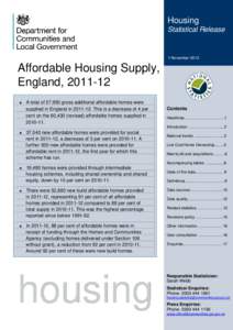 Statistical release: Additional affordable housing for England up to