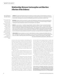 A R T I C L E S  Relationships Between Contraception and Abortion: A Review of the Evidence By Cicely Marston and John Cleland