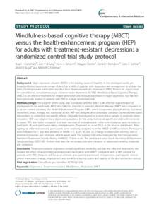 Mindfulness-based cognitive therapy (MBCT) versus the health-enhancement program (HEP) for adults with treatment-resistant depression: a randomized control trial study protocol