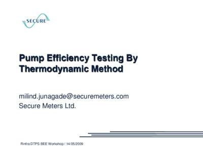 Pump Efficiency Testing By Thermodynamic Method [removed]