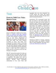    Texas Farm to Child Care Takes Root in Texas