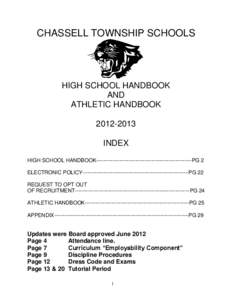 CHASSELL TOWNSHIP SCHOOLS  HIGH SCHOOL HANDBOOK AND ATHLETIC HANDBOOK[removed]