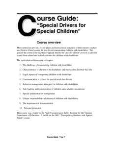 C  ourse Guide: “Special Drivers for Special Children”