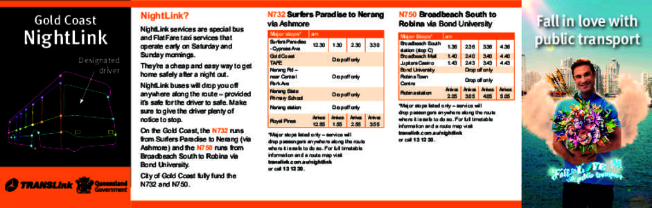 NightLink / Public transport in Brisbane / Gold Coast City / Surfers Paradise /  Queensland / Broadbeach /  Queensland / Nerang /  Queensland / Coolangatta /  Queensland / Nerang railway station / Gold Coast /  Queensland / Geography of Australia / Geography of Queensland