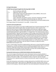 1)ProjectInformation AGOESThermalͲBasedDroughtEarlyWarningIndexforNIDIS P.I.:   Co.P.I.:  Co.I:   Co.I:  