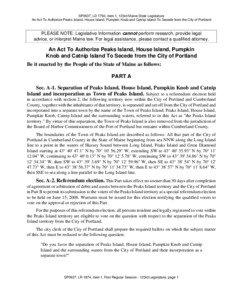 SP0637, LD 1793, item 1, 123rd Maine State Legislature An Act To Authorize Peaks Island, House Island, Pumpkin Knob and Catnip Island To Secede from the City of Portland