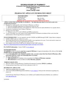 GEORGIA BOARD OF PHARMACY A Division of the Georgia Department of Community Health 2 Peachtree Street, N.W. 36th Floor Atlanta, Georgia 30303