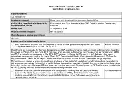 OGP UK National Action Plan[removed]Commitment progress update Commitment title Aid transparency Lead department(s)