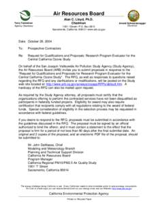 Air pollution in California / Procurement / Environment of California / Outsourcing / Request for proposal / California Air Resources Board / Proposal / Air pollution / Submittals / Business / Sales / Marketing