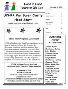 Hand in Hand Together We Can UCHRA Van Buren County Head Start www.vanburenheadstart.com