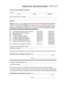 EMPLOYEE TRANSFER FORM  EFFECTIVEPLEASE TYPE OR PRINT LEGIBLY NAME: _________________________________________________________________________