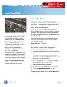 Get FloodSmart FloodSmart.gov Levee Flood Risk Levees: The Risks Levees are man-made structures, usually an earthen