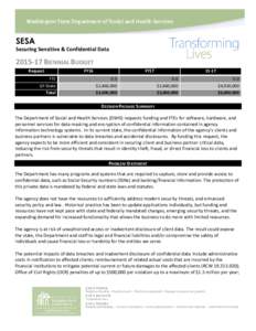 SESA Securing Sensitive & Confidential Data[removed]BIENNIAL BUDGET Request