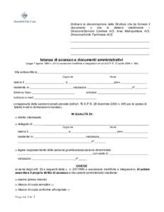 [Indicare la denominazione della Struttura che ha formato il documento o che lo detiene