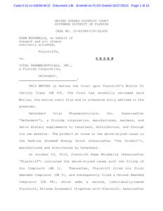 Case 0:12-cvWJZ Document 136 Entered on FLSD DocketPage 1 of 10  UNITED STATES DISTRICT COURT SOUTHERN DISTRICT OF FLORIDA CASE NOCIV-ZLOCH ADAM MIRABELLA, on behalf of