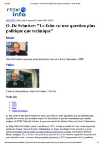 O. De Schutter: "La faim...chnique" - RTBF Societe