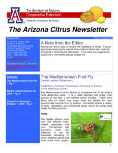 The Arizona Citrus Newsletter October 2004 Dr. Glenn C. Wright, Editor University of Arizona Yuma Mesa Agriculture Center th