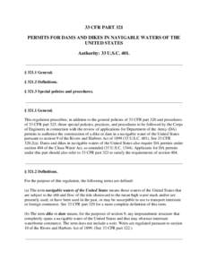 Navigability / Water transport / Title 33 of the Code of Federal Regulations / Clean Water Act / Transport / Rivers and Harbors Act / Water / Instrument of authorization / Dam / Water law in the United States / United States maritime law / Code of Federal Regulations