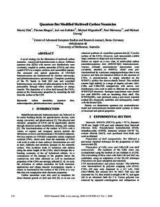 Quantum Dot Modified Multiwall Carbon Nanotubes Maciej Olek*, Thomas Büsgen*, Joel van Embden**, Michael Hilgendorff*, Paul Mulvaney**, and Michael Giersig* *  Center of Advanced European Studies and Research (caesar), 