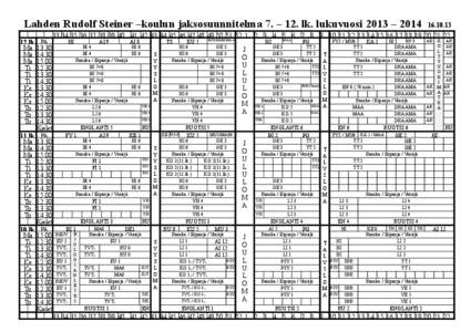 Lahden Rudolf Steiner –koulun jaksosuunnitelma 7. – 12. lk. lukuvuosi 2013 – [removed]lk. PA Ma[removed]Ma[removed]Ma[removed]Ti 12.30