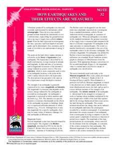 CALIFORNIA GEOLOGICAL SURVEY  HOW EARTHQUAKES AND THEIR EFFECTS ARE MEASURED Vibrations produced by earthquakes are detected, recorded, and measured by instruments called