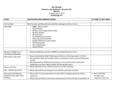 Academic SAG Minutes (July 2013)