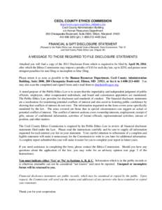 CECIL COUNTY ETHICS COMMISSION http://www.ccgov.org/ethics_bd/index.cfm Cecil County Administration Building c/o Human Resources Department 200 Chesapeake Boulevard, Suite 2800, Elkton, Maryland[removed]5250 (ph.) 