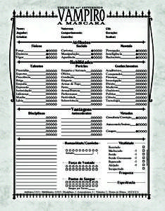 Vampire: The Masquerade 20th Aniversary Character Sheet